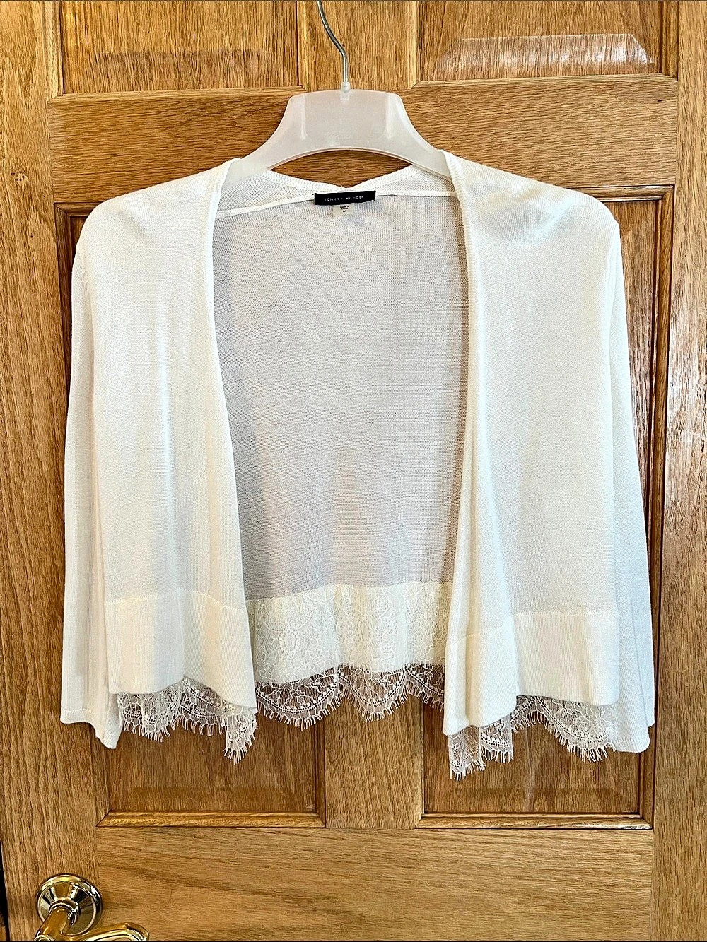Tommy Hilfiger Lace Trim Shrug  - White - Size Medium